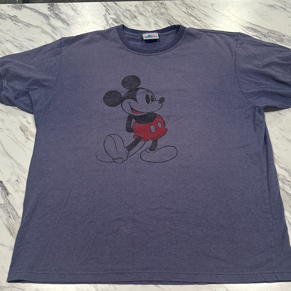 Disney Men's Blue Mickey Mouse Short Sleeve Tee